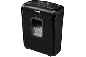 Fellowes 6M - Trituradora de Papel, Mini-Corte, destruye hasta 6 Hojas, destructora de Papel Uso Personal, Papelera 13L, Nivel de Seguridad DIN-P4, con Bloqueo de Seguridad, Color Negro