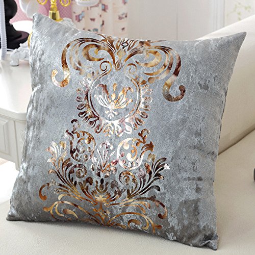 kumrio- Home Decor 45,7 x 45,7 cm Baumwollleinen, quadratisch Retro Bronzing Muster Kissen, grau, 45 cm*45 cm