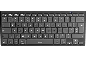 Inateck Bluetooth Keyboard for 3 Multi-Device, UK Layout Compact Wireless Keyboard for iPad Pro/Air/Mini/Windows/Android/iOS/Tablet/PC, Ergonomic Design with Media HotKeys, Slim and Portable, KB01003