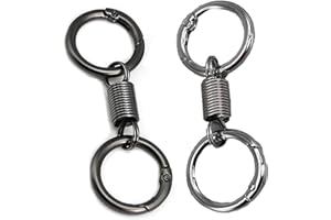 taphet 2PCS Nordic Retro Spring Double Ring Keychain, Nordic Retro Keychain, Nordic Retro Spring Double Ring