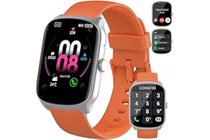 QECNATO Reloj Conectado para Hombre y Mujer, Reloj Inteligente HD de 1,95" con Llamada Bluetooth(Naranja)