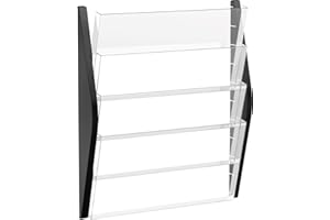 Helit H6270495 - Soporte de pared para periódicos (4 compartimentos, DIN A3, formato horizontal), color negro