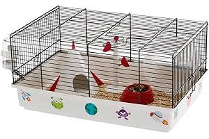Ferplast Gabbia per Criceti CRICETI 9 SPACE, Gabbietta in Metallo Verniciato e Plastica, Adesivi e Accessori Inclusi, 46 x 29,5 x h 23 cm.