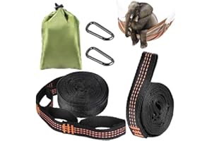 Bohrma Sangles pour Hamac, Fixation et Suspension d'Accessoires de Camping 3m*2,5cm avec 2 Mousquetons et Sac de Transport