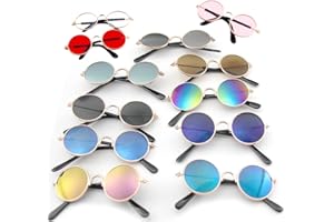 Kaimeilai 12PCS Occhiali da Sole per Animali Domestici, per Cani, Gatti, Rotondi, in Metallo, Stile retrò, Occhiali da Sole, Occhiali da Sole per Animali Domestici, per Cosplay e Feste
