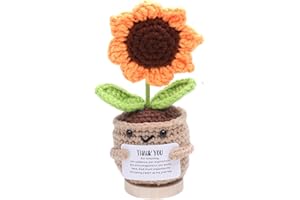 UOCAI Pocket Hug Fiore Positivo, Sonnenblume di Ringraziamento in Lana a Maglia Fiore Positivo Creativo con Parole di Grazie in Lana a Maglia per l'Amico Piccoli Regali per Donne