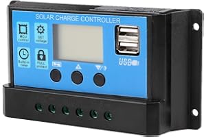ARAMOX Controlador de carga solar, 60A/50A/40A/30A/20A/10A 12V 24V ABS Controlador de carga solar autom¨¢tico Controlador PWM(30A)