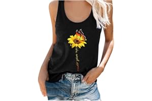 CGGMVCG Frauen Grafik Tank Tops Sommer Sonnenblume Tank Racerback Print Ärmelloses T-Shirt Top Damen Ärmellos Tees
