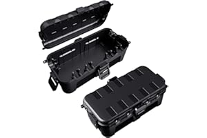 【2er Set】 RESTMO Medium wasserdichte Kabelbox für den Außenbereich, IP54 wasserdicht, Wetterfeste Kabelbox, Schutz von Verlängerungskabeln, Steckdosenleisten und Winkelsteckern(29cm×13,2cm×10)-Schwarz
