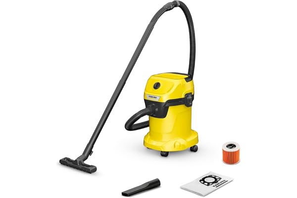 KÄRCHER Aspirateur Eau et Poussières WD 3 V-17/4/20, Fonction Soufflage, Puissance : 1000W, Cuve Plastique : 17L, Flexible d'Aspiration : 2m, avec Filtre à Cartouche & Non-Tissé, Buses Sol & Fentes