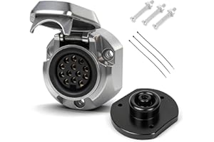 Qiping kit Prise de remorque 13 Broches métal - Prise d'attelage 13-Pole Femelle avec Joints étanche, Serre-câbles, vis de Fixation - Fonte d'aluminium