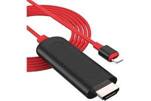 DEMACIA Adapter HDMI do telefonu/pada do telewizora, kabel Lightning HDMI 2 m, 1080P Digital AV adapter synchronizacji ekranu złącze HDMI do i-Phone/Pad4+/Air2/3 Pro1/2, Plug and Play, nie wymaga zasilacza 1