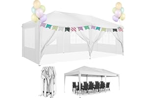 COBIZI Tonnelle Pliante 3x6 de Jardin Exterieur Tente Barnum Pliant 3x6 Tente de Reception Imperméable avec 6 parois latérales, Tente de Reception pour Mariage, extérieur, Jardin, fête(3x6m, Blanc)