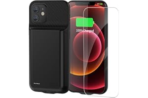 FLSTOR Akkuhülle für iPhone 12 und 12 Pro 15,5 cm (6,1 Zoll), 13800 mAh, hohe Kapazität, wiederaufladbarer Akku, Ladehülle mit Displayschutzfolie, Schwarz