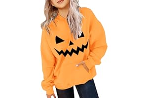 jieGorge Girls Boys Hoodie Halloween Pumpkin Print Sweatshirt Kids Long Sleeve Tops Halloween Oversized Pullover Hoodies Sweatshirts Childrens Clothes with Pockets