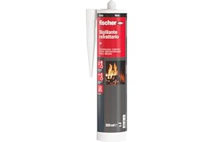Fischer Sigillante Refrattario SR Nero, Fino a 1200° (1500° Picco), Resistente alle Alte Temperature e al Calore, per Giunti all'Interno di Caminetti, Barbecue, Stufe, Forni, Caldaie, 544448