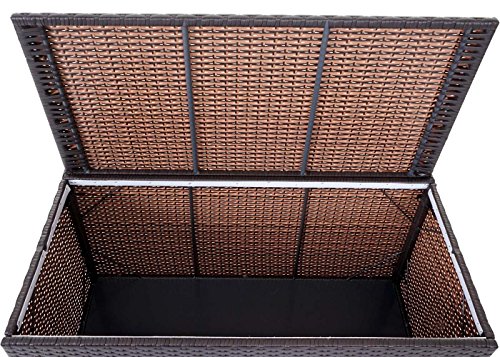 Poly-Rattan Kissenbox Barry, Truhe Auflagenbox Gartenbox, 290l ~ braun - 4