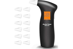 ‎RUTIDA RUTIDA Alkoholtester, Promillemessgerät, Polizeigenau Alkoholmessgeräte mit 12 Mundstücken LCD-Anzeige Alkohol Tester für Den Einsatz zu Hause Oder Auf Partys