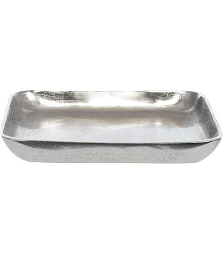 Assiette Décorative En Aluminium Argenté - Décoration De Luxe - Bol Décoratif Moderne En Métal - Décoration De Table