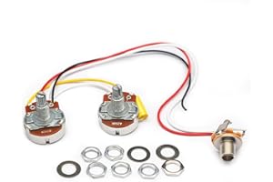 SAPHUE PB Bass Wiring Harness Prewired Kit for Precision Bass Guitar Big 250K Pots 1 Volume 1 Tone Jack