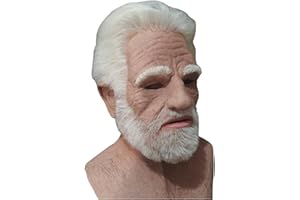 CNDIYALD Old Man Mask for Halloween Realistic Face Mask Latex breathable Wrinkle Face White Hair and Beard Old Man Halloween Mask for Halloween Props Cosplay Party Masks Masks
