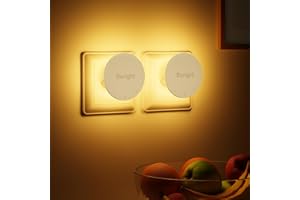 ‎SURIGHT 2 Stück Nachtlicht Steckdosen, Nachtlichter mit Bewegungsmelder und Dämmerungssensor, Hinterleuchtete, Helligkeit Dimmbare, 3 Modi, 2700K Warmweiß, 30LM für Flur, Treppe, Schlafzimmer, Kinderzimmer