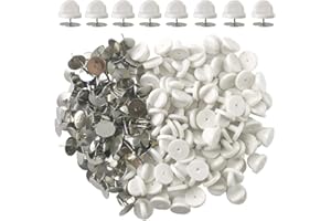 Ruidee 200 Pieces/100 Set Rubber Pin Backs with Tie Tacks Blank Pins, PVC Rubber Pin Back for Uniform Badges Backing Holder Clasp Lapel Pin (White)