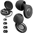 Ear Plugs for Sleep, 30dB Noise Cancelling with Storage Case, Ultra Soft Reusable Silicone Earplugs for Concerts, Travelling, Sleeping, XS/S/M/L (Black)