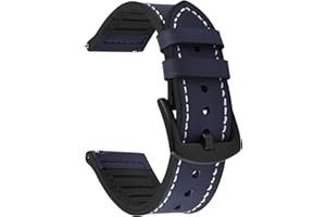 Fullmosa Correa de Reloj de Liberación Rápida de 22 mm, Correa reloj híbridas de Cuero y Silicona para Amazfit GTR 3/2;Samsung Galaxy Watch 46mm,Galaxy Watch 3 45mm; Huawei Watch GT/GT 2,Azul Oscuro