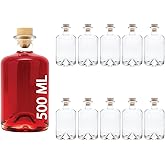 casavetro 500ml Glass Bottles with Cork Lids 10 Pcs Reusable Airtight Glass Bottle for Home Made Sloe Gin Liqueur Schnapps Wi
