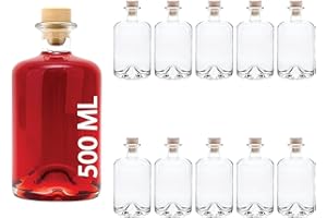 SLKFACTORY casavetro 500ml Glass Bottles with Cork Lids 10 Pcs Reusable Airtight Glass Bottle for Home Made Sloe Gin Liqueur Schnapps Wine Cider Soda Vodka Vinegar Oil Bottles - Apotheker (10 x 500 ml)