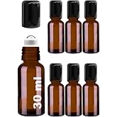 Afracam 30 ml &Ccedil;elik Roll On Şişesi 30 cc Sızdırmaz Siyah Kapaklı Cam Şişe 6 Adet (Amber, 30)
