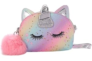 VALICLUD Sac à Bandoulière pour Filles Sac à Main Licorne Petit Sac à Bandoulière avec Sac à Main à Paillettes pour Enfants