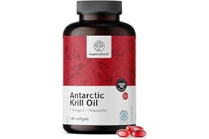 ‎HEALTHYWORLD HealthyWorld® Krillöl 1200 mg - 180 Weichkapseln - Omega-3 + Astaxanthin - Ohne Gluten, Laktose und Künstliche Aromen - 3-Monats-Vorrat - Unterstützt Herz- und Kreislauffunktion