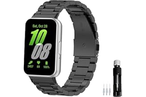 Gheper Bracelet en métal compatible avec Samsung Galaxy Fit3 [2024] SM-R390, bracelet de remplacement en acier inoxydable massif, bracelet, bracelet accessoire