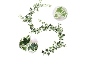 Veryhome Artificial Ivy Silk Fake Vine Wall Hanging Party Decoration Wedding Garland Greenery Leaves Garden Home Foliage Plants (White)