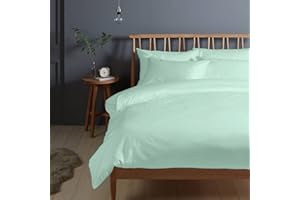 PIZUNA LINENS Pizuna Copripiumino Matrimoniale Cotone 240x200 cm Menta Verde, 400 fili con trama Sateen in 100% Cotone a fiocco lungo Copripiumino 240x200 con 2 federe 50x80 (Copripiumino Cotone Menta Verde)