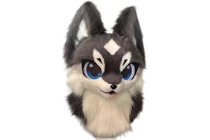 Pälsdräkter huvud katt lurvigt huvud söt hundhuvud halloween rollspel kostym cosplay serietidning djurmasker
