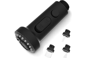 Hibbent 3 Funzioni Rubinetto Doccetta Estraibile Ricambi,Testina di Ricambio per Lavello Cucina Universale G1/2, Rubinetto Cucina Multifunzione a 360°Girevole,Doccetta Cucina Filetattura Maschio, Nero