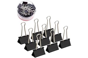 Moyen pinces de reliure de papier noir agrafes, Coideal 24 Pack 1 1/4 inch Metal Bulldog clip photo sac de scellant fichier clip document support pour la maison de bureau cuisine (32mm)