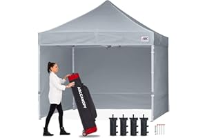 ABCCANOPY 2,5×2,5M Faltpavillon, Tragbarer und Stabiler Partyzelt, Wind- und Regendichter Gartenpavillon, mit 4 Seitenteilen, Grau