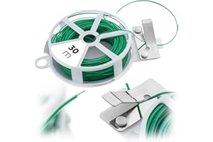 KADAX Alambre de jardín con cortador integrado, 30 metros, alambre verde en carrete, alambre para plantas para fijar plantas en el jardín, alambre para flores