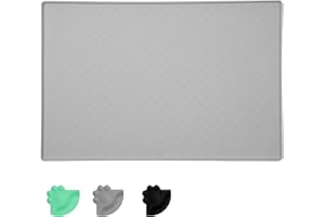 MOACC Tapis Gamelle Chien, Tapis d’Alimentation pour Chat en Silicone aux Normes FDA, Imperméable et Antidérapant, Gris Paw Pattern, 47 X 30 cm