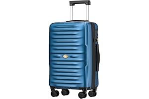 MGOB Koffer Handgepäck Hartschalen Trolley Polycarbonat Leicht Reisekoffer mit TSA-Schloss, 55x36x21cm, Blau