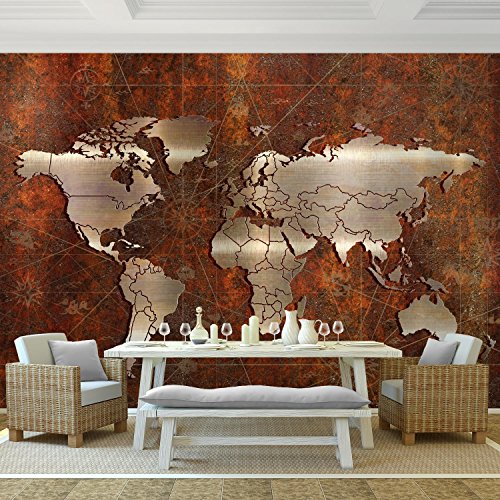 Fototapete Weltkarte 396 x 280 cm – Vliestapete – Wandtapete – Vlies Phototapete – Wand – Wandbilder XXL – !!! 100% MADE IN GERMANY !!! Runa Tapete 9031012a - 2