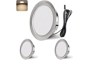 YindaLux Spot LED Encastrable, Spot LED 12V 4000K Blanc neutre Dimmable, 3W Extra Plat Spot encastrable, Trou 55-58mm Aluminium Plafonnier spot avec câble de 2m, Lot de 3, Nickel