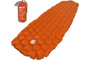 ECOTEK Outdoors Insulated Hybern8 4 Season Ultralight Inflatable Sleeping Pad with Contoured FlexCell Design - Easy, Comfortable, Light, Durable, Hammock Approved - Sub Zero Temp Rating [Fire Orange]