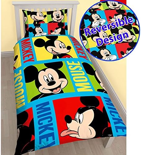 REVERSIBLE DISNEY MICKEY Mouse Single Duvet Cover Bedding Set Girl Boys Kid Bed