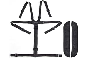 PLABBDPL Baby Safety Belt, Child Protection Belt, Chair Pram Seat Belt, Pushchair Buggy Strap, Suitable for Prams, High Chairs, Shoulder Padded Pushchair, Buggy Strap, Black