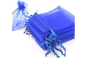 Time to Sparkle 50 Pack Organza Gift Bags Wedding Party Favour Jewellery Packing Pouches, Royal Blue, 9x12cm